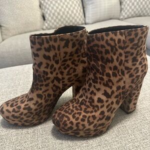 Leopard Print Women’s Platform Ankle Boots - Brown